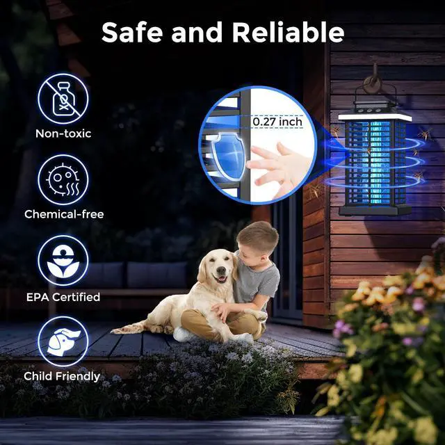 Alt view image 6 of 7 - Bug Zapper Outdoor, Mosquito Zapper 2 in 1 Portable & Rechargeable Bug Zapper Outdoor with 5000mAh Battery & LED Night Light, 4000V Electric Fly Zapper for Outside,Patio,Backyard,Garden
