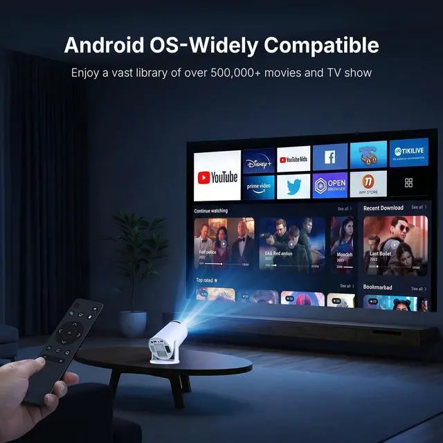 Alt view image 2 of 7 - Support 1080P Mini Projector200 ANSI Portable Projector with WiFi and Bluetooth,Portable Projector with Wifi6 and 5.0 Bluetooth for Bedroom, Kids Room, Home Movie Nights