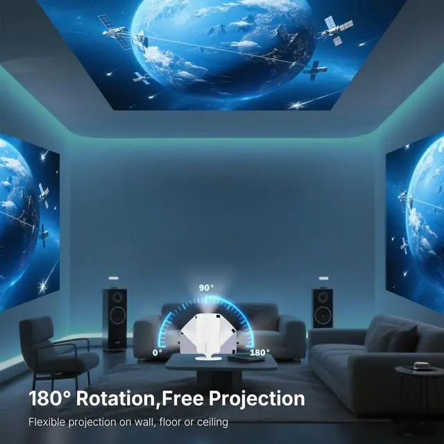 Alt view image 4 of 7 - Support 1080P Mini Projector200 ANSI Portable Projector with WiFi and Bluetooth,Portable Projector with Wifi6 and 5.0 Bluetooth for Bedroom, Kids Room, Home Movie Nights