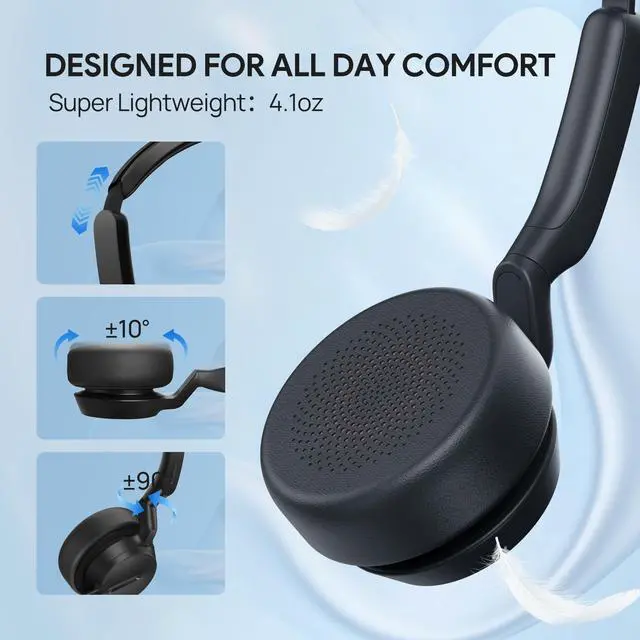 Alt view image 3 of 6 - UH42 USB-C/A Mono Headset with Mic for PC Computer, Wired Headphones Teams Certified, Noise Cancelling Microphone, in-Line Controls, All Day Comfort