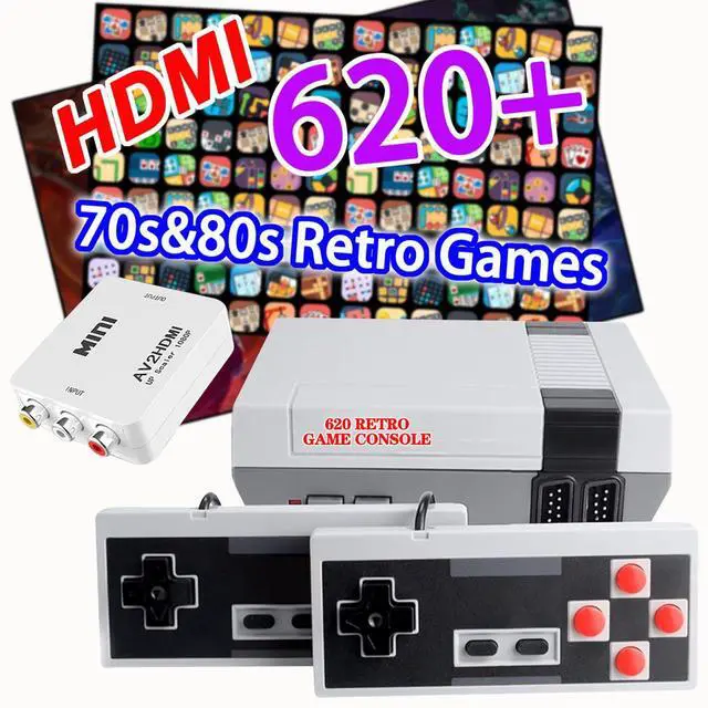 Main image of Retro Gaming Console Built-in 620+ Games, 2026 Upgrade AV and HDMI Output Retro Game Console, 8-Bit Classic Video Gaming Consoles with 2 Controllers for Birthday Gifts