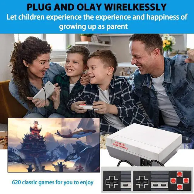 Alt view image 6 of 7 - Retro Gaming Console Built-in 620+ Games, 2026 Upgrade AV and HDMI Output Retro Game Console, 8-Bit Classic Video Gaming Consoles with 2 Controllers for Birthday Gifts