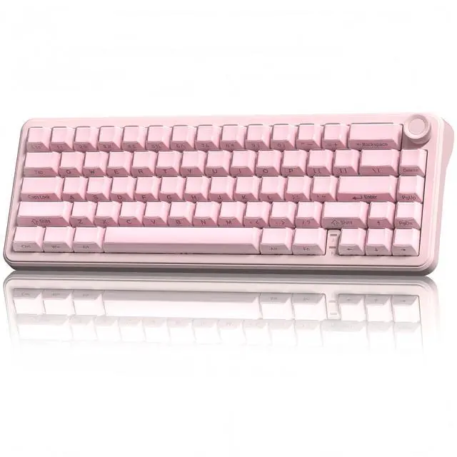 Main image of womier L65 60% Pink Mechanical Keyboard with Knob,4000mAh,Tri Mode USB-C/BT5.0/2.4G,RGB Backlit,Hot Swap,Crystal Jelly keycaps,Linear Switch,Gasket Mounted Wireless Gaming Keyboard for PC/Mac