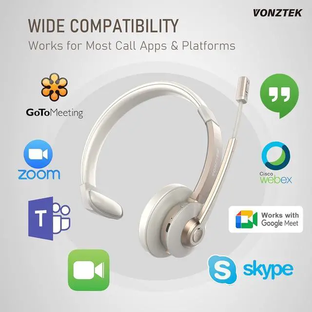 Alt view image 7 of 7 - Wireless Headset, Trucker Bluetooth Headset with Microphone Noise Canceling & USB Dongle, 5.0 Wireless Headphones with Mic Mute for Cell Phone PC Computer Work Office Teams Meeting Call