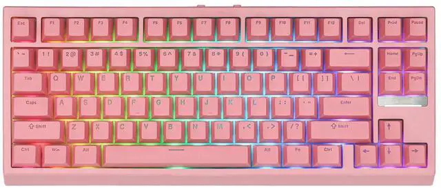 Main image of G84 80% RGB Gaming Mechanical Keyboard, 2.4GHz/ Type-C/BT Wireless Keyboard, QMK/VIA Programmable, Hot-Swappable, NKRO, with Shine Through PBT Keycaps for Gamers (Pink, Creamy Jade Switch)
