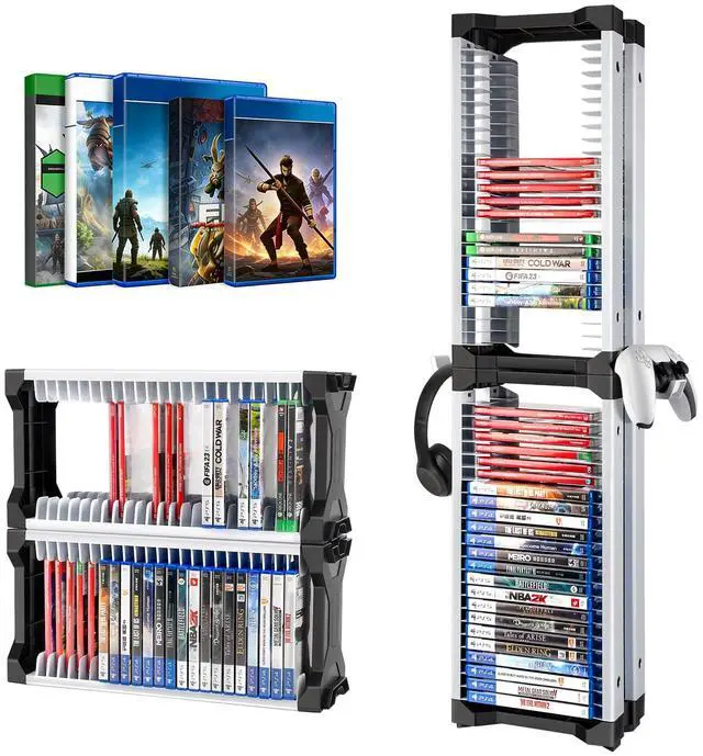 Main image of Game Storage Tower - 46 Games Video Game Organizer & Holder with 2 Controller Hooks, Universal Video Game Storage Compatible with PS5/PS4/Xbox/Switch46Pcs