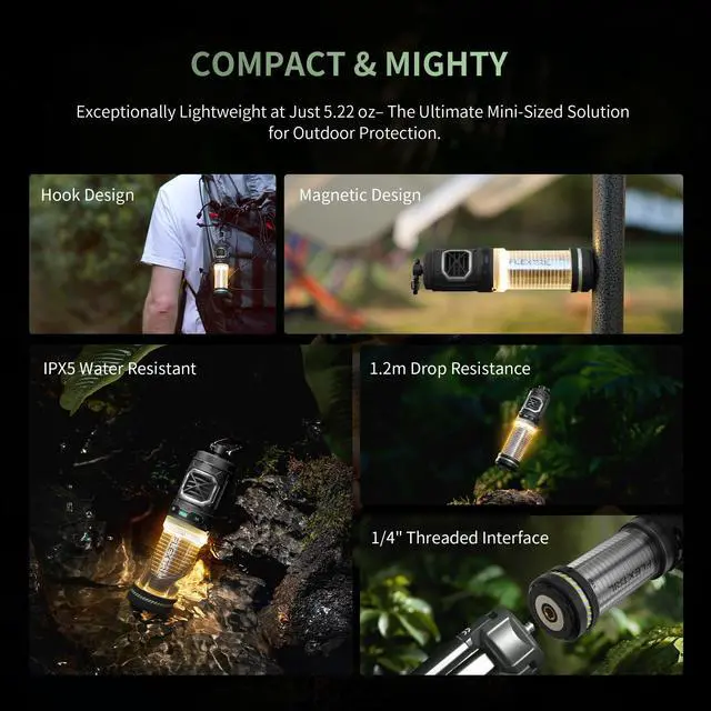 Alt view image 6 of 7 - Rechargeable Tiny Mosquito Repeller 329°F Heating 30ft Protection Zone Ultra Mini with Camping Light Magnetic Design for Outdoor Camping Backpacking Patios(Repellent Pads Not Included)- Black