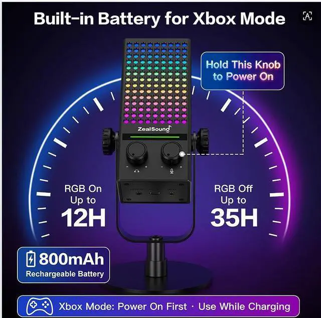 Alt view image 7 of 7 - USB Gaming Microphone for Xbox PC Mac iPhone & Android, Noise Reduction Mic with One-Tap Mute, Gain Control, Zero-Latency Monitoring & RGB Lighting, for YouTube TikTok Podcasting & Streaming