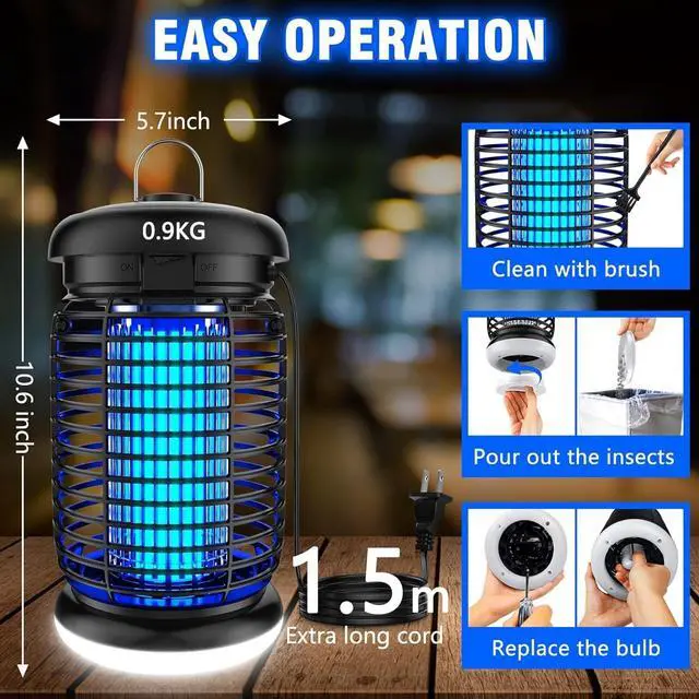 Alt view image 2 of 7 - Bug Zapper, Bug Zapper Outdoor Indoor with LED Light, Electric Mosquito Zapper Fly Zapper, Waterproof Mosquito Killer Insect Zapper Fly Trap for Outside Patio Garden Backyard Home, Plug in