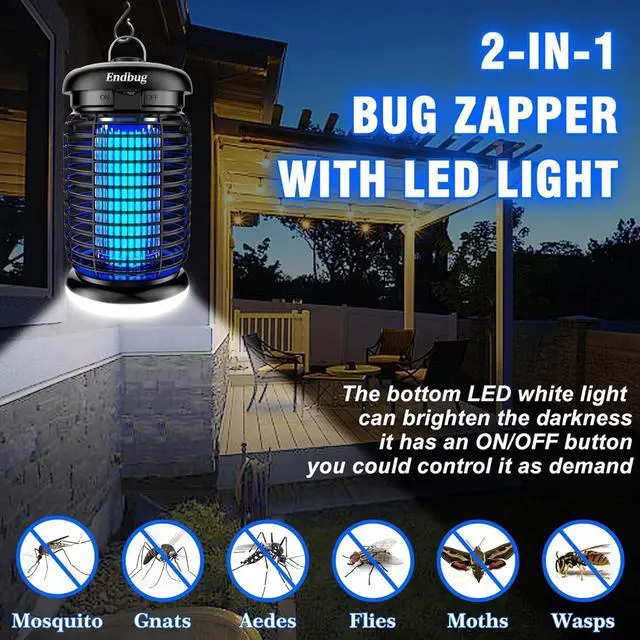 Alt view image 3 of 7 - Bug Zapper, Bug Zapper Outdoor Indoor with LED Light, Electric Mosquito Zapper Fly Zapper, Waterproof Mosquito Killer Insect Zapper Fly Trap for Outside Patio Garden Backyard Home, Plug in