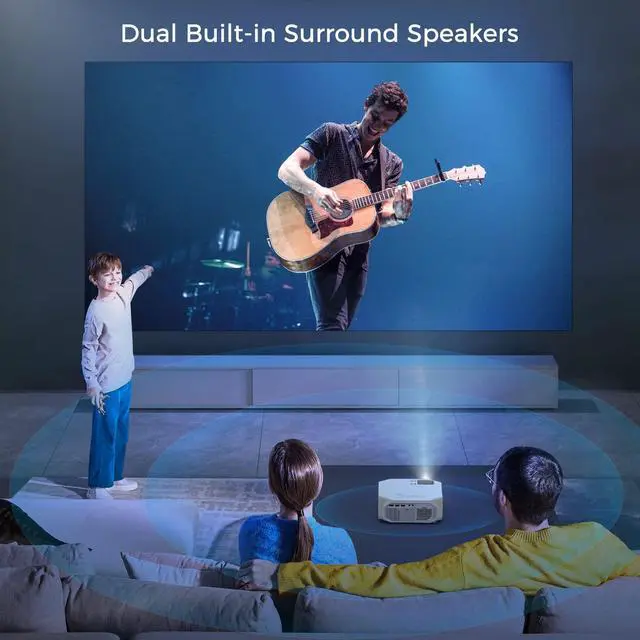 Alt view image 4 of 6 - Projector with 5G WiFi and Bluetooth Native 1080P 4K Support, Outdoor Movie Projector, Portable Home Theater Projector for iOS/Android/TV Stick/Laptop/HDMI/USB