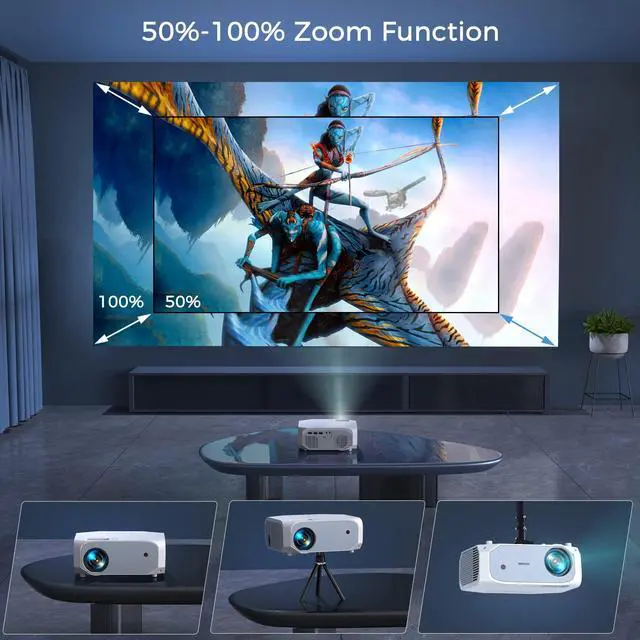 Alt view image 6 of 6 - Projector with 5G WiFi and Bluetooth Native 1080P 4K Support, Outdoor Movie Projector, Portable Home Theater Projector for iOS/Android/TV Stick/Laptop/HDMI/USB