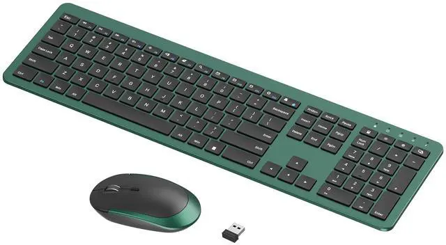 Main image of Wireless Keyboard and Mouse Combo, Rechargeable Quiet Keyboard Mouse, Sleek and Ultra Thin Design, Full-Size with Number Pad for Windows, Laptop, PC, Notebook, Desktop- Dark Green