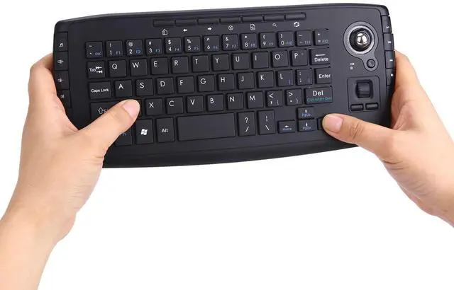 Main image of Multimedia 2.4Ghz Wireless Mini Keyboard with Trackball Mouse Scroll Wheel for PCMacAndroid Tv Box, Remote Controller,X Structure, Black