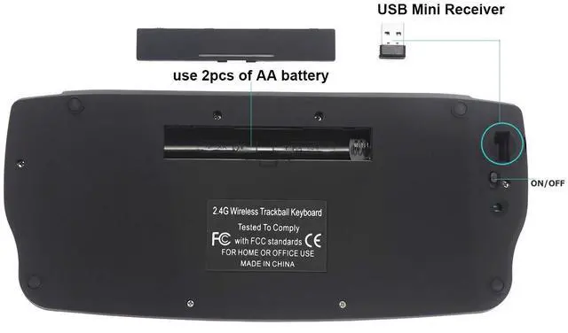 Alt view image 6 of 7 - Multimedia 2.4Ghz Wireless Mini Keyboard with Trackball Mouse Scroll Wheel for PCMacAndroid Tv Box, Remote Controller,X Structure, Black