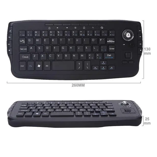 Alt view image 5 of 7 - Multimedia 2.4Ghz Wireless Mini Keyboard with Trackball Mouse Scroll Wheel for PCMacAndroid Tv Box, Remote Controller,X Structure, Black