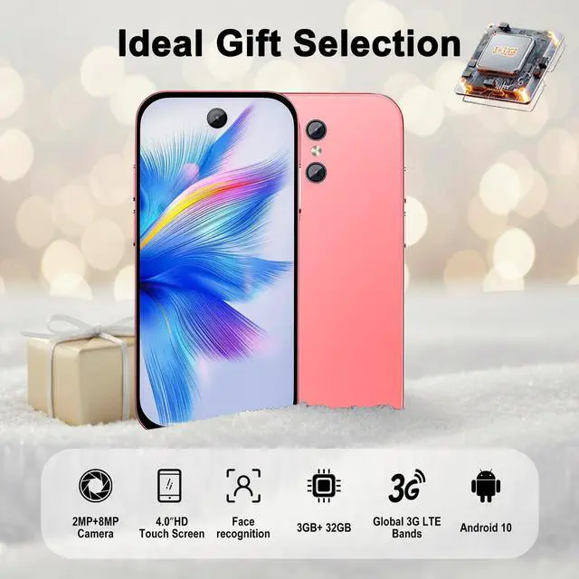 Alt view image 2 of 7 - Mini Phone for Kids,Kids Smart Phone,Unlocked Mini Smartphone,3G,4.0 inch HD Touch Screen,Android 10.0 Smartphones Cellphone,3GB+32GB,Dual SIM,Face ID,GPS (Pink)
