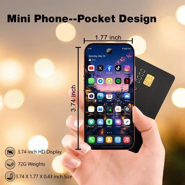 Alt view image 7 of 7 - Mini Phone for Kids,Kids Smart Phone,Unlocked Mini Smartphone,3G,4.0 inch HD Touch Screen,Android 10.0 Smartphones Cellphone,3GB+32GB,Dual SIM,Face ID,GPS (Pink)