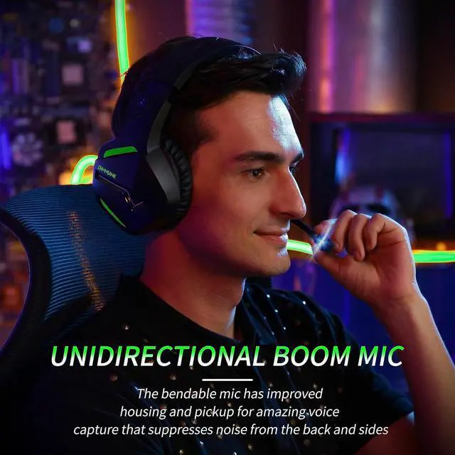 Alt view image 5 of 7 - 2.4GHz Wireless Gaming Headset, Bluetooth 5.3 Gaming Headphones with Noise Canceling Mic, 120H Ultra-Long Battery, 50mm Drivers, Multi-Platform for PC / PS5 /PS4/ Switch/Mobile, Green