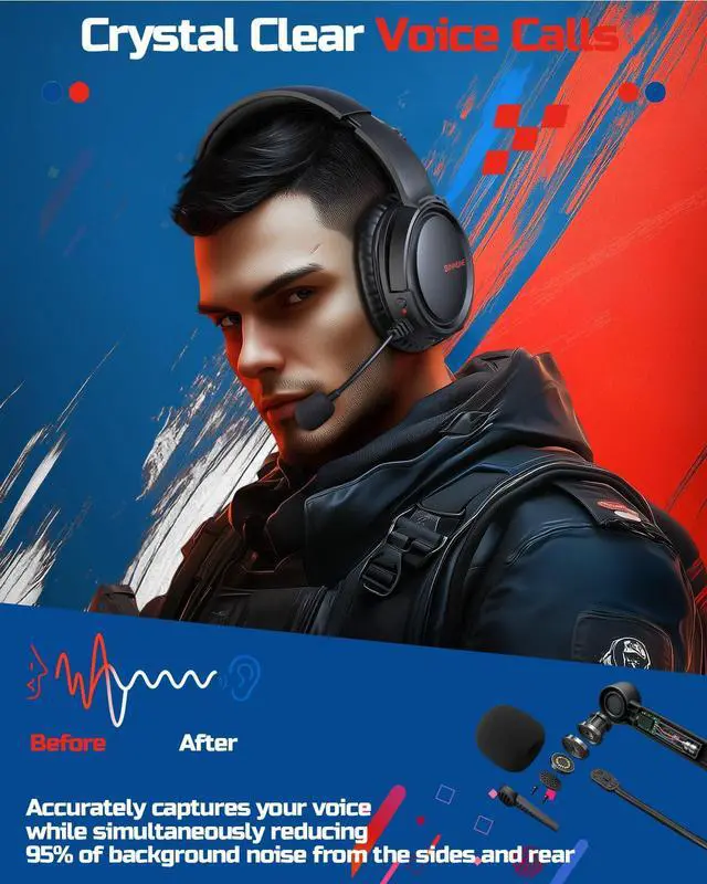 Alt view image 4 of 7 - Wireless Gaming Headset for Xbox Series X|S & Xbox One, Low Latency Wireless + Bluetooth, Flip-to-Mute Noise Cancelling Mic, 50mm Drivers, 40H Battery, Over-Ear Headphones