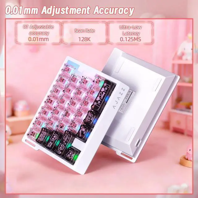 Alt view image 3 of 7 - AK029 Wired 29 Keys One-Handed RGB Gaming Keyboard with 8000HZ,0.01mm RT Magnetic Switches Adjustable Actuation,Hotswappable Mechanical Keyboard,Aluminum Plate,Web Driver for Gamers-Black Pink