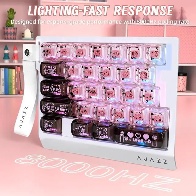 Alt view image 4 of 7 - AK029 Wired 29 Keys One-Handed RGB Gaming Keyboard with 8000HZ,0.01mm RT Magnetic Switches Adjustable Actuation,Hotswappable Mechanical Keyboard,Aluminum Plate,Web Driver for Gamers-Black Pink
