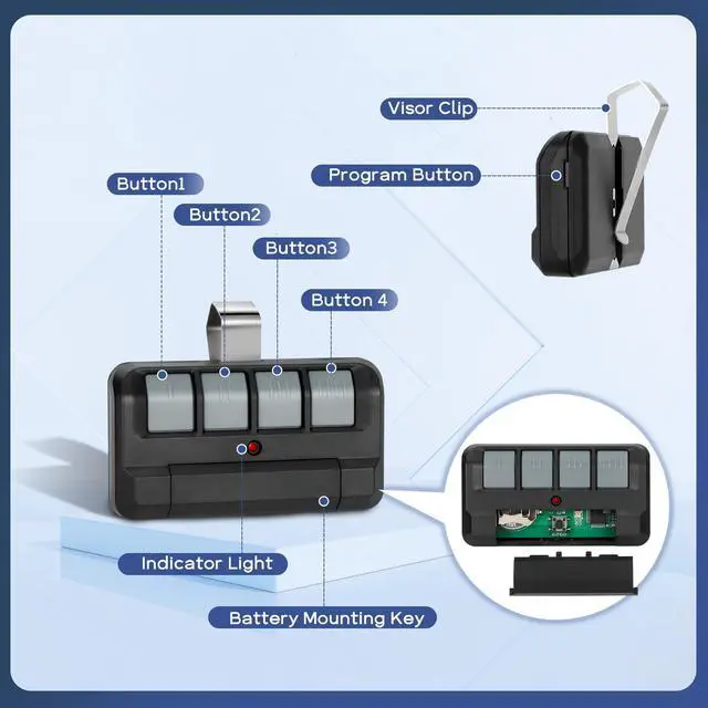 Alt view image 3 of 7 - 3Pcs 894LT 4-Button Garage Door Opener Remote Control for Garage Door, 894LT 4 Button Remote Control Replaces 811LM 892LT 61LM 361LM Dip Switch Remote, Security+ 2.0