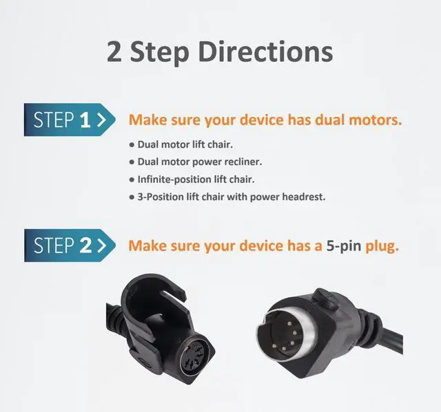Alt view image 2 of 7 - 4 Button 5 Pin Remote Control for Dual Motor Power Lift Recliner Chair, Recliner Remote Replacement with USB C Charge Port, DL-SK-206-2-006