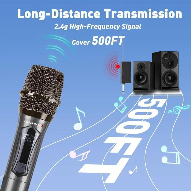 Alt view image 4 of 7 - Wireless Handheld Microphones for Singing with 500 FT Reception