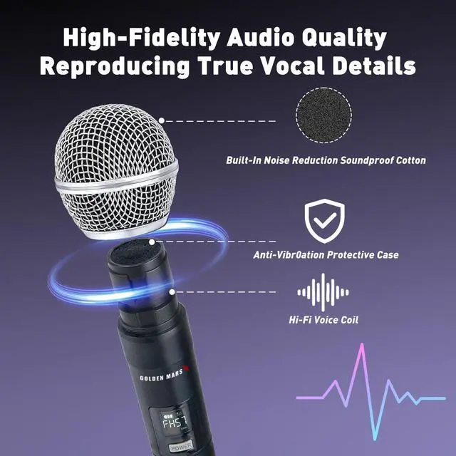 Alt view image 2 of 7 - Handheld Wireless Microphones for Karaoke Singing with 500 FT Reception