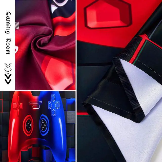 Alt view image 6 of 7 - Game Curtains 2 Panel Sets Video Gaming Boys Blackout Curtains for Bedroom Living Room Decor Colorful Red and Blue Gamer Gamepad Kids Home Window Curtain Drapes(Red Blue, 42x84inch)
