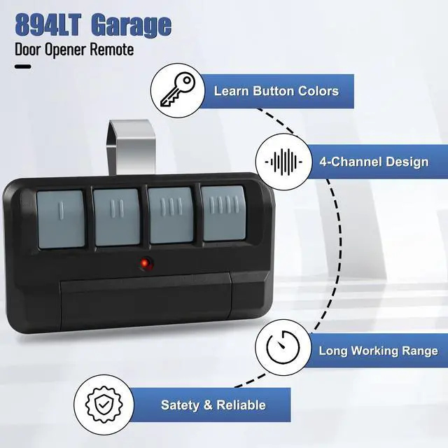 Alt view image 3 of 6 - Upgrade (3 Pack) 894LT Garage Door Opener Remote for Liftmaster Chamberlain, Garage Door Remote Replaces 811LM 892LT 61LM Dip Switch Gate Opener Remote, 4 Button, Security+ 2.0 Remote Control