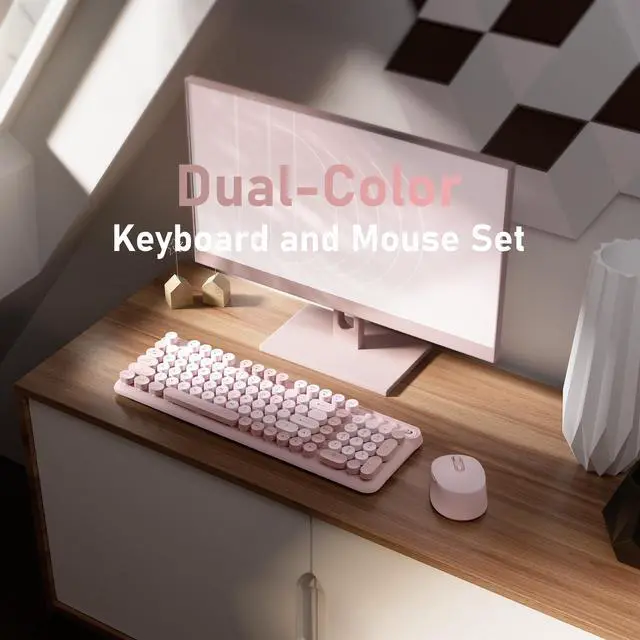 Alt view image 2 of 6 - Wireless Keyboard and Mouse Combo, Full-Size 2.4G Set with Number Pad, Long Battery Life, Plug Play for Office and Student Use (Pink)