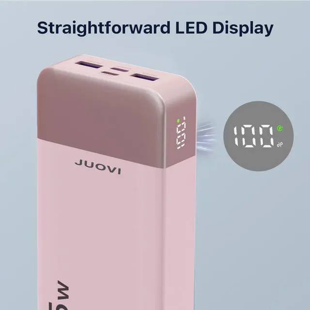 Alt view image 6 of 7 - ViewSonic J2651 Portable Charger, 35W 20000mAh USB C in & Out Power Bank, Battery Pack with QC4.0+PD3.0 35W High-Speed Charging for Bluetooth Earbud, Mobile Phone, Tablet (Pink)
