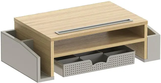Alt view image 6 of 6 - Desk Monitor Stand Riser with Adjustable Organizer tray