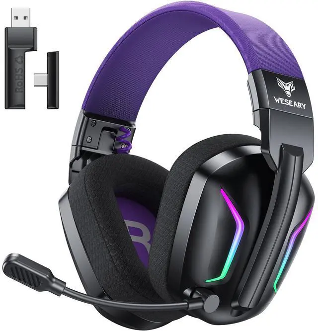Main image of Wireless Gaming Headset for PS5, PS4, PC, Switch & Mac, 20ms Ultra-Low Latency, 2.4GHz USB & Bluetooth 5.4 Gaming Headphones with Mic, 50H Battery Life, 3D Spatial Audio, Dynamic Lighting