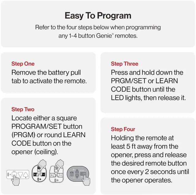 Alt view image 6 of 7 - Single Button Garage Door Opener Remote - Safe & Secure Access - Compatibility with Genie Only Intellicode Garage Door Openers - Model G1T-BX