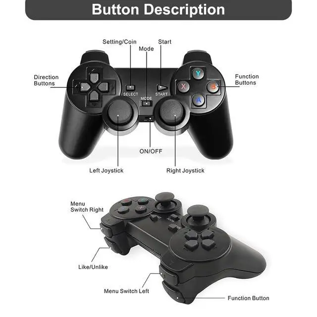 Alt view image 2 of 7 - Wireless Retro Game Console Stick,4K HDMI Output & Dual 2.4G Wireless Controllers with 20000+ Games,Plug & Play Video Game Console,Ideal Gift for Gamers of All Age(64GB)(Black)