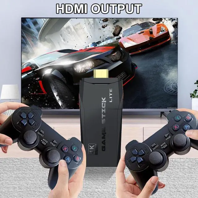 Alt view image 6 of 7 - Wireless Retro Game Console Stick,4K HDMI Output & Dual 2.4G Wireless Controllers with 20000+ Games,Plug & Play Video Game Console,Ideal Gift for Gamers of All Age(64GB)(Black)