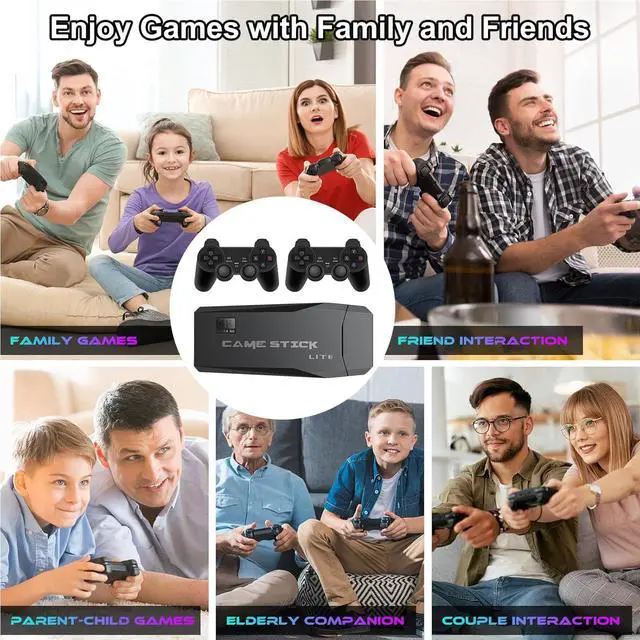 Alt view image 7 of 7 - Wireless Retro Game Console Stick,4K HDMI Output & Dual 2.4G Wireless Controllers with 20000+ Games,Plug & Play Video Game Console,Ideal Gift for Gamers of All Age(64GB)(Black)