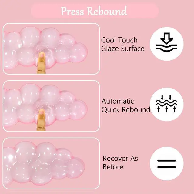 Alt view image 3 of 7 - Acrylic Computer Keyboard Stand with Gel Cloud Wrist Rest Keyboard Riser with Comfortable Clear Silicone Mouse Wrist Pad Ergonomic Tilted Transparent Keyboard Holder for Desktop Office Hot Pink