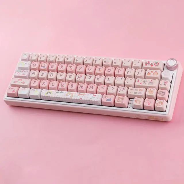 Alt view image 3 of 7 - PBT Keycaps 140 Keys Pink Meow Meow Cat Keycaps Dye-Sublimation Cute Keycap Mao Profile Custom Keycap for Cherry Gateron MX Swithes Mechanical Gaming Keyboards