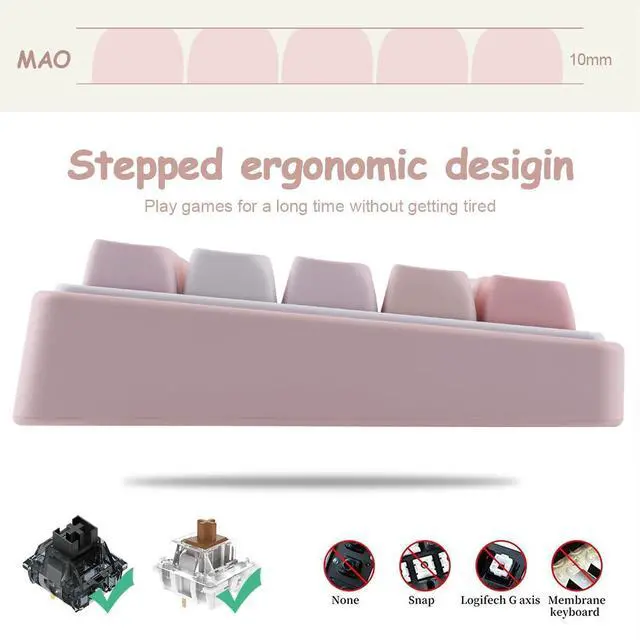 Alt view image 6 of 7 - PBT Keycaps 140 Keys Pink Meow Meow Cat Keycaps Dye-Sublimation Cute Keycap Mao Profile Custom Keycap for Cherry Gateron MX Swithes Mechanical Gaming Keyboards