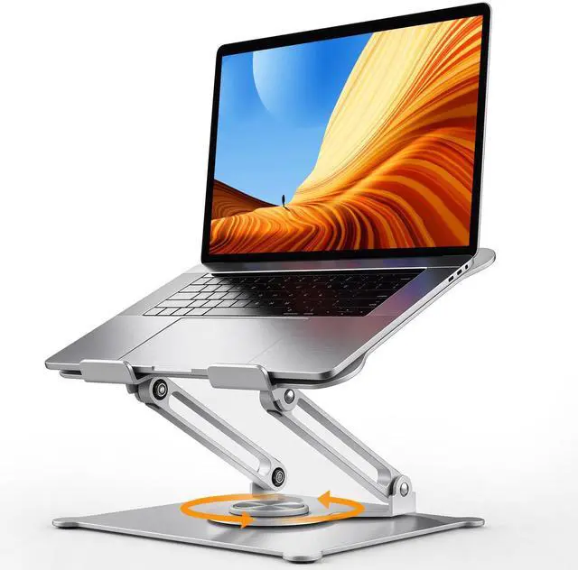 Main image of Adjustable Laptop Stand for Desk, 360 Rotating Base, Ergonomic Computer Stand, Compatible with MacBook Air Pro, Dell, HP, for Office Home