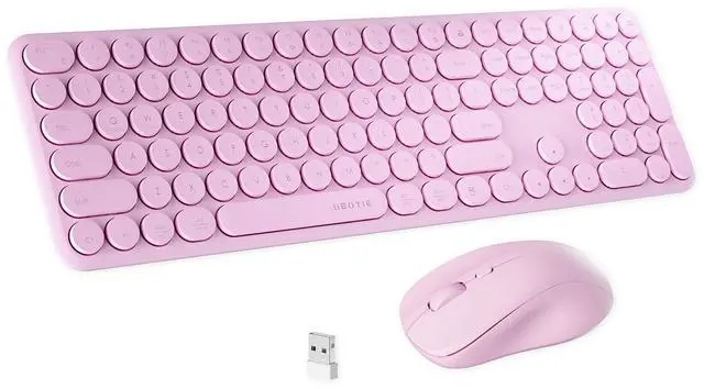 Main image of x UBOTIE Wireless Keyboard and Mouse Combo with 110 Round Keycaps, Power Switch, and Scissor-Switch Typing Feel Ideal for Office Use(Pink)