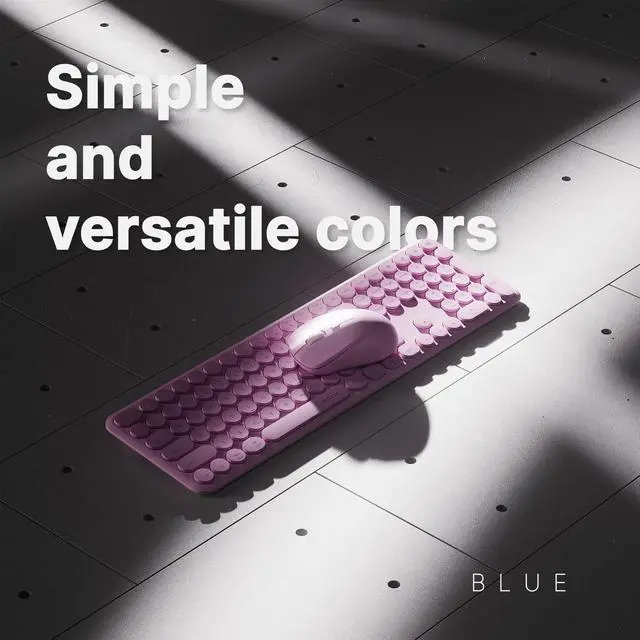 Alt view image 3 of 6 - x UBOTIE Wireless Keyboard and Mouse Combo with 110 Round Keycaps, Power Switch, and Scissor-Switch Typing Feel Ideal for Office Use(Pink)