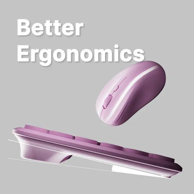 Alt view image 6 of 6 - x UBOTIE Wireless Keyboard and Mouse Combo with 110 Round Keycaps, Power Switch, and Scissor-Switch Typing Feel Ideal for Office Use(Pink)