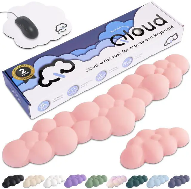 Main image of Pink Cloud Keyboard Wrist Rest Create-ables Qloud Pink Wrist Rest for Computer Keyboard and Mouse, Ergonomic Memory Foam Wrist Pad with Non-Slip Base, Includes Cloud Mouse Pad