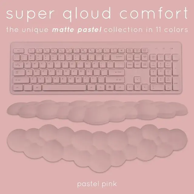 Alt view image 3 of 7 - Pink Cloud Keyboard Wrist Rest Create-ables Qloud Pink Wrist Rest for Computer Keyboard and Mouse, Ergonomic Memory Foam Wrist Pad with Non-Slip Base, Includes Cloud Mouse Pad