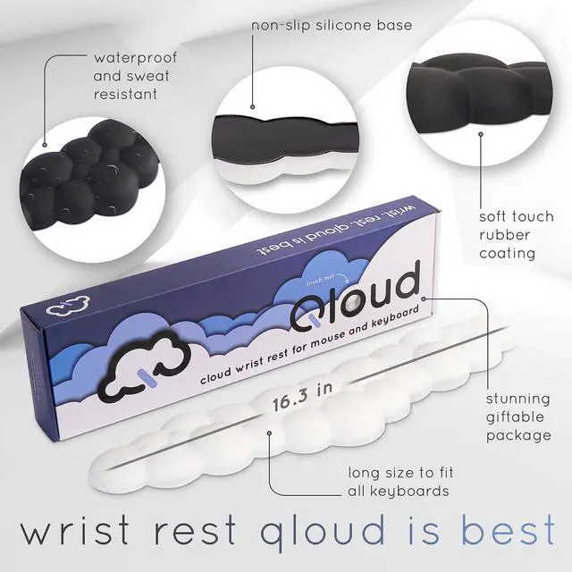 Alt view image 4 of 7 - Pink Cloud Keyboard Wrist Rest Create-ables Qloud Pink Wrist Rest for Computer Keyboard and Mouse, Ergonomic Memory Foam Wrist Pad with Non-Slip Base, Includes Cloud Mouse Pad